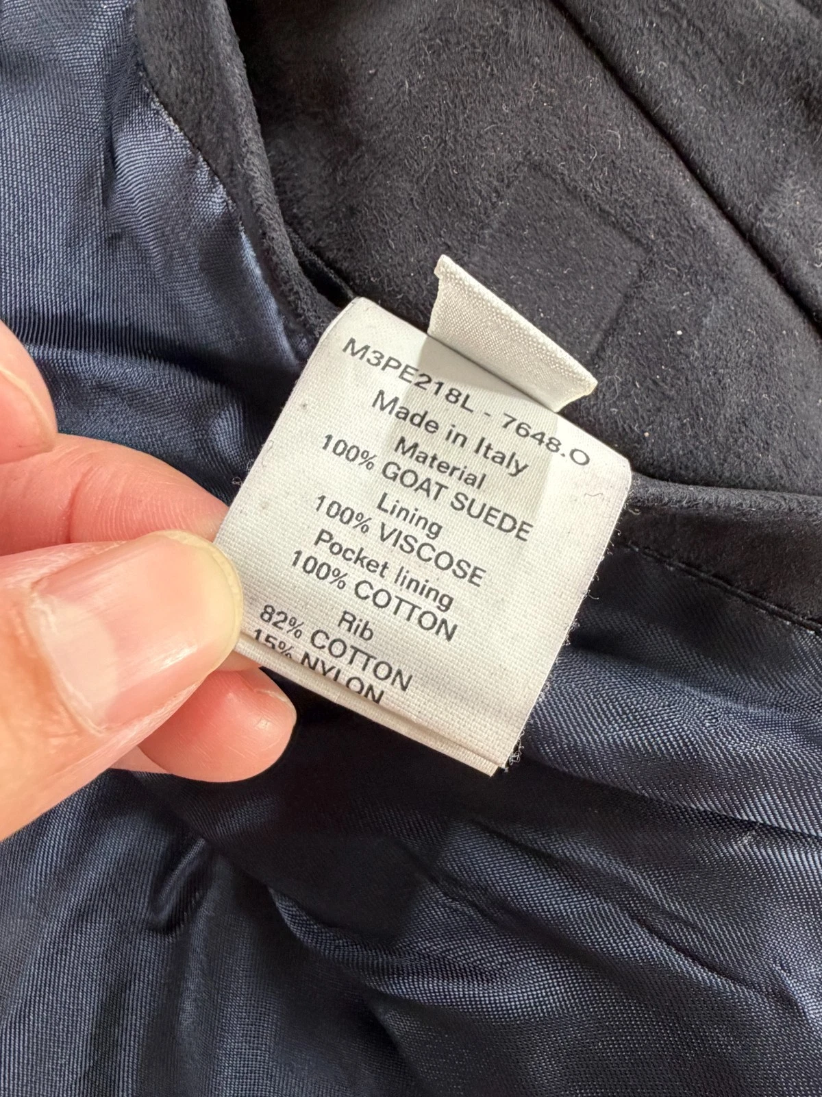 Bally Men's Navy Goat Suede Bomber Jacket IT 50 US 40 Made in Italy AS IS - product detail image 11