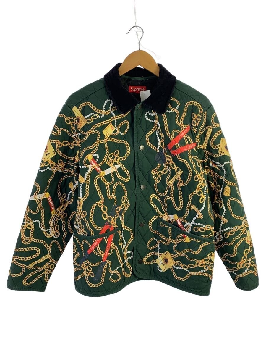 Supreme Quilted Jacket M Cotton GRN All Over Pattern