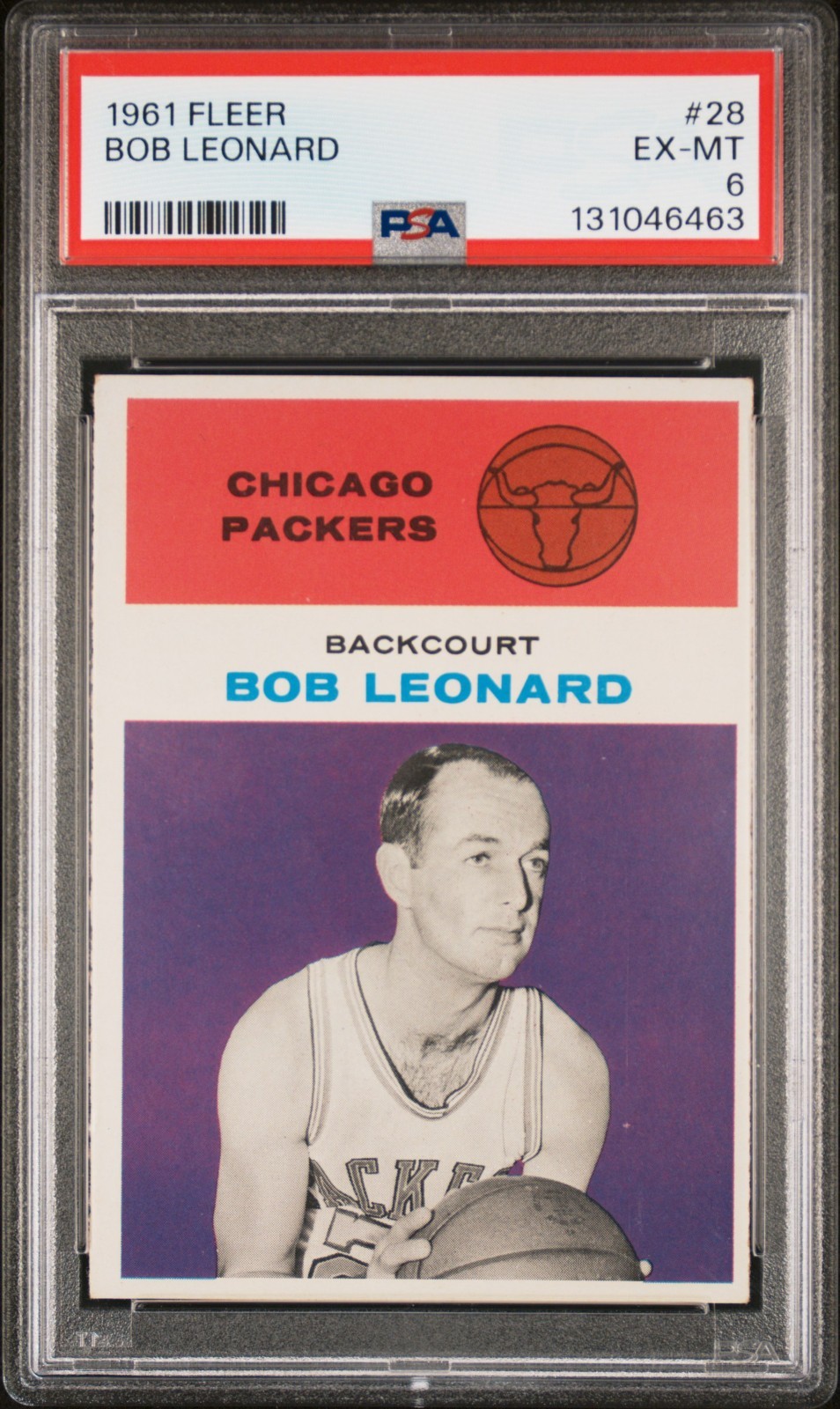 1961 Fleer Bob Leonard #28 PSA 6 EXMT Chicago Packers Vintage Basketball
