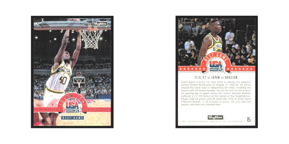 1994 SkyBox USA Shawn Kemp USA #15 - Image 3 of 3