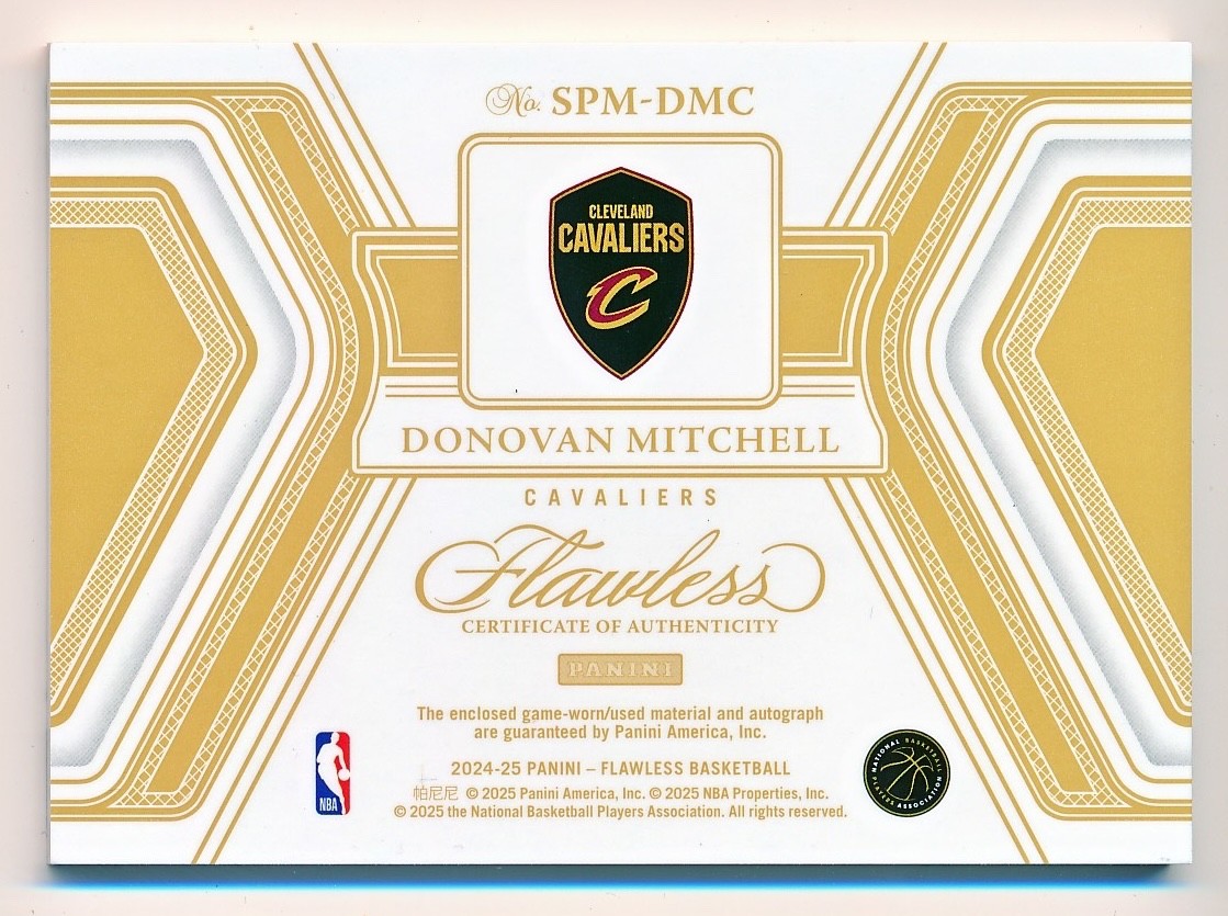 2024-25 Flawless Donovan Mitchell Prime Emerald Patch Auto #SPM-DMC (4/5) JSY # view 2
