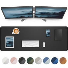Large Leather Desk Pad Protector NonSlip PU Writing Mat 55x17 Inch Black