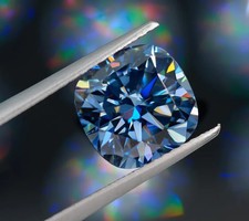 2 Ct Blue color Cushion Cut VVS1 Diamond Premium Quality Loose Gemstone 8x8 mm