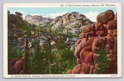 Solid Granite Canyon Sherman Hill Wyoming Postcard