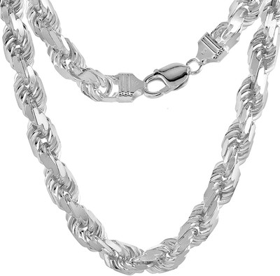 9 mm Sterlingsilber Diamantschliff Seil Kette Halsketten und Armbänder für Männer Handm