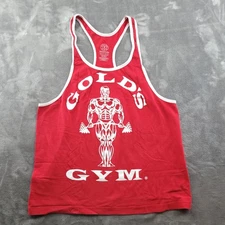 Gold's Gym Shirt Mens Medium Red Stringer Tank Top Bodybuilding Made USA