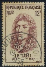 1956-Timbre France oblitéré-J.B.Lulli-Musicien-Stamp-Yv.1083