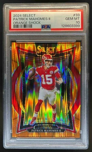 2024 Select Patrick Mahomes II Concourse Orange Prizm Shock #456/499 PSA 10