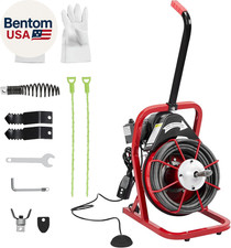 Electric Drain Cleaning Machine, 75FT X 3/8" Auto-Feed Drain Auger for 1 to 4 in