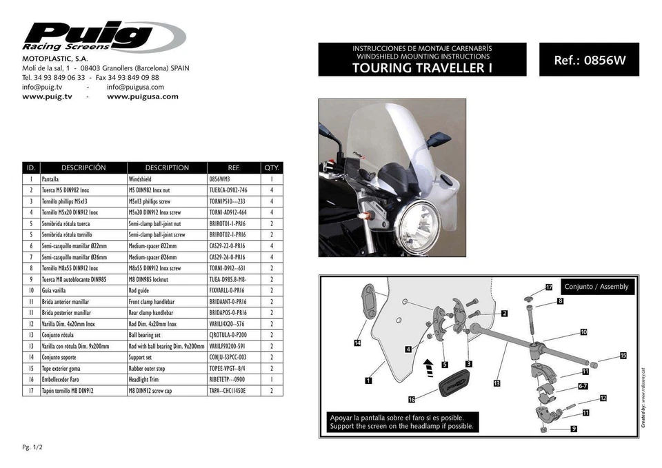 Puig Touring I Screen Windshield Clear for Ducati Monster 1100 Evo (11-13) - Image 3 of 4