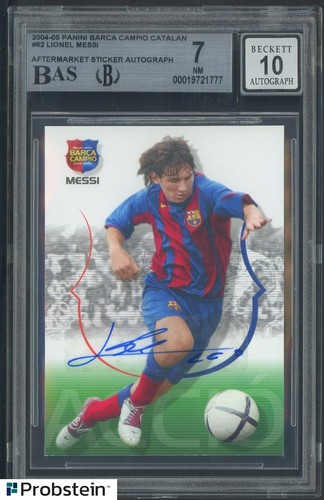 2004-05 Panini Barca Campio Catalan #62 Lionel Messi RC Rookie BGS 7 BAS 10 AUTO