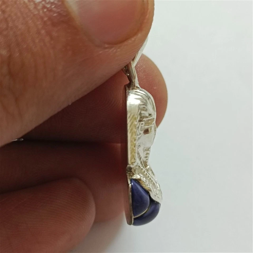 Sterling Silver 925 Pharaoh Pendant – Handmade Egyptian Jewelry with Blue Stone - Image 4 of 4