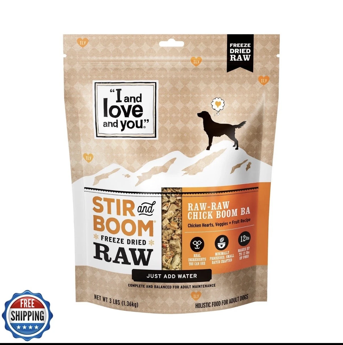I AND LOVE AND YOU Stir and Boom Dehydrated Freeze Dried Raw Dog Food - Chicken