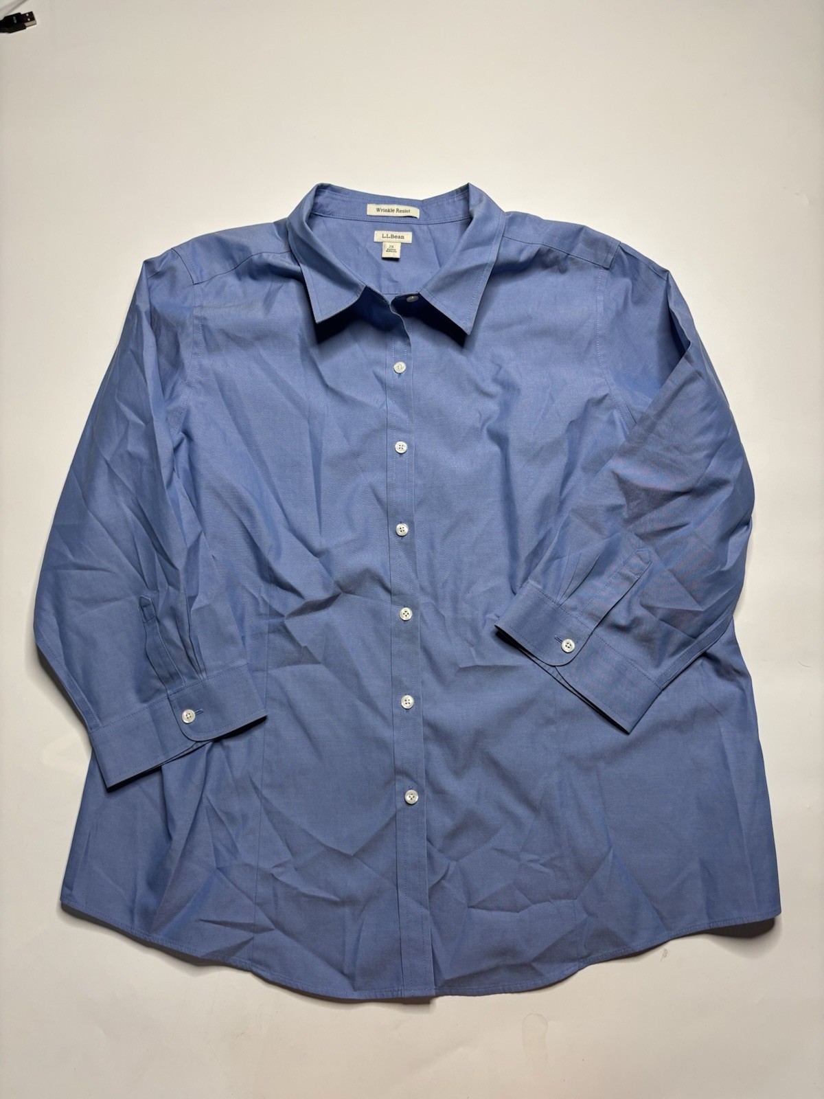 LL Bean Shirt Womens Plus Sz 2X Button Down Wrinkle Resistant Pocket Classic