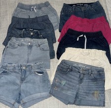 Cat  Jack Girls' Denim  Casual Shorts Lot, Blue Pink White, 10 pairs