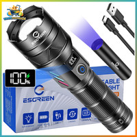 Led Taschenlampe 500000 Lumen USB-C Aufladbar Taktisch Zoombar 5 Modi Camping