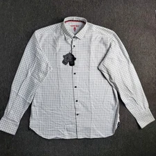 Visconti Black Shirt Mens XL White Check Button Up Long Sleeve Collared New NWT