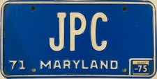 Vanity JPC license plate John Jay Jack Joe Jared Joan Julia James Jacob Jon MD