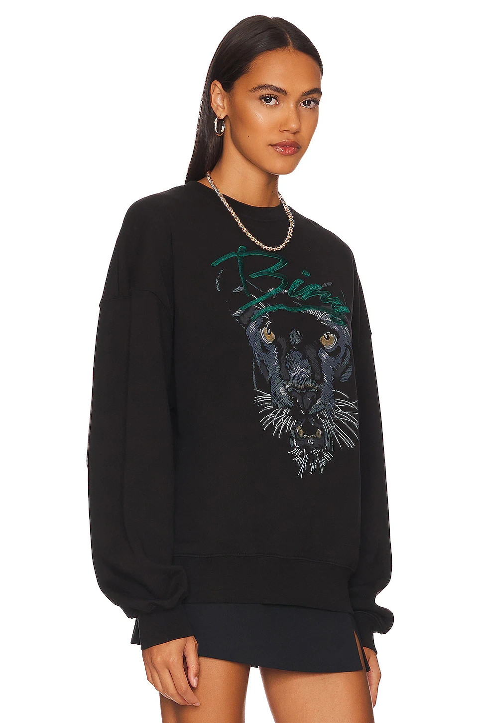ANINE BING Kenny Panther Sweatshirt in Vintage Black S NWT $199 image 2