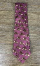 Vintage Liberty Of London All Over Horse Pattern Purple Tie Made In USA Tie