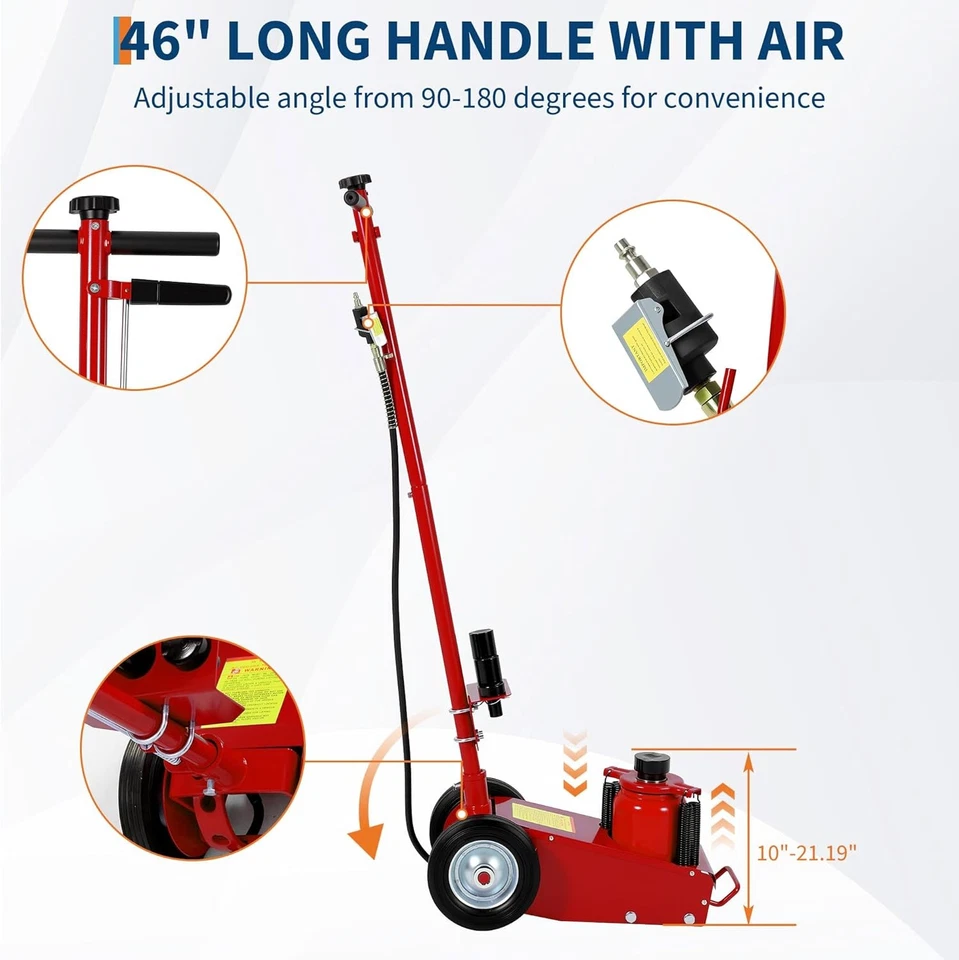 Gato de botella hidráulico de 22 toneladas con eje de aire con kit de elevación de sillín de extensión para automóviles camiones Foto 3 de 4