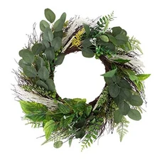Sweet Anne Eucalyptus Wreath - Artificial Spring, 22-Inch Green & White, Single