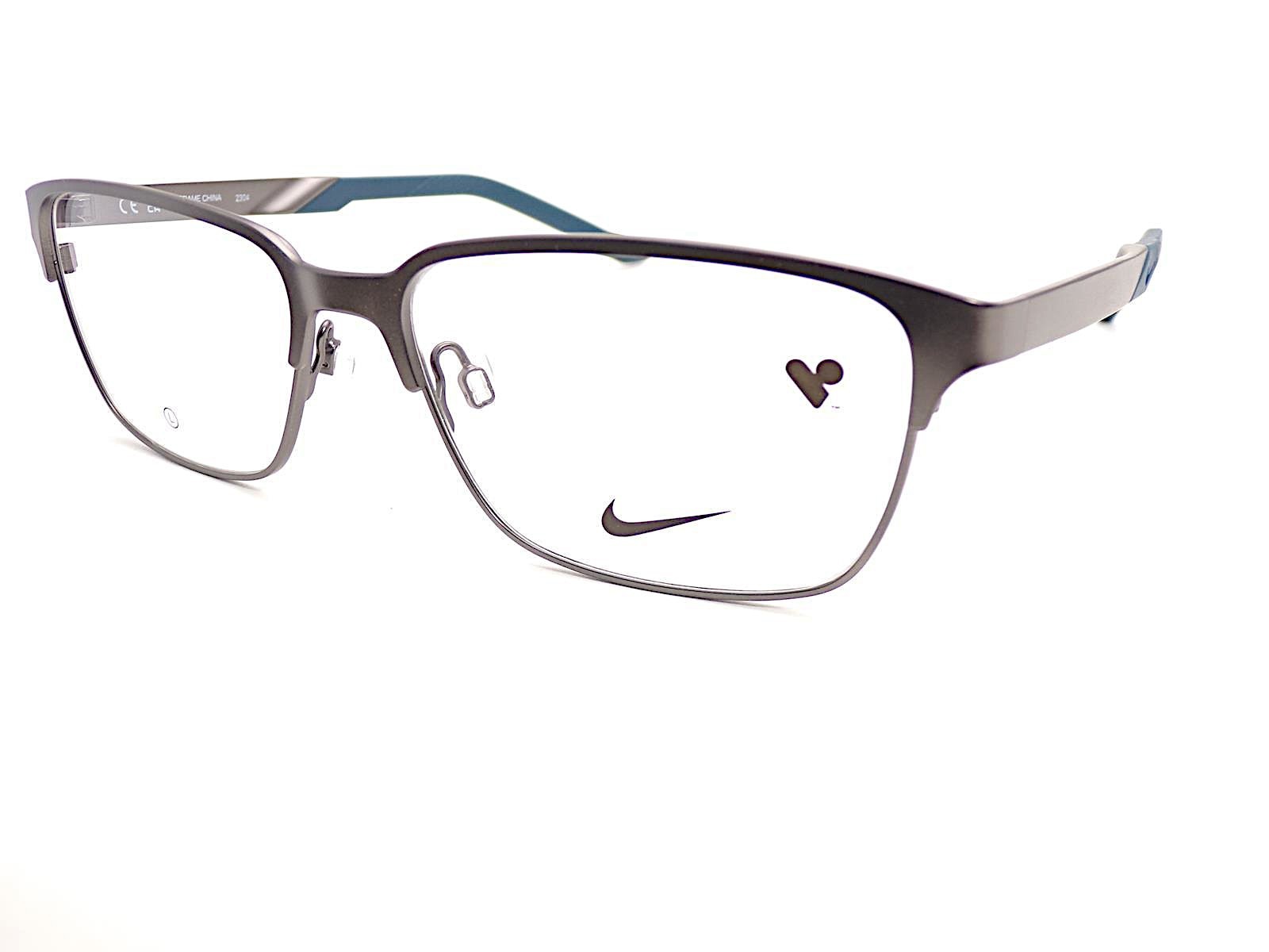 Nike Glasses Frame Satin Gunmetal Space Blue 55mm Men's Eyeglasses 8213 074