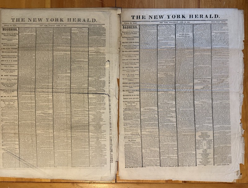 Lincoln Assassination April 18 & 19 1865 Newspaper New York 