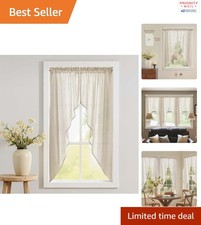 Farmhouse Linen Valance 63 cm Length Light Filtering Rod Pocket Curtains 2 Count