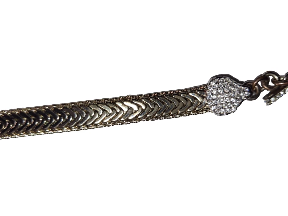 Brazalete Banana Republic Pavé Espiga Dorada Elegante Palanca 7" Acentos Plateados Foto 3 de 4