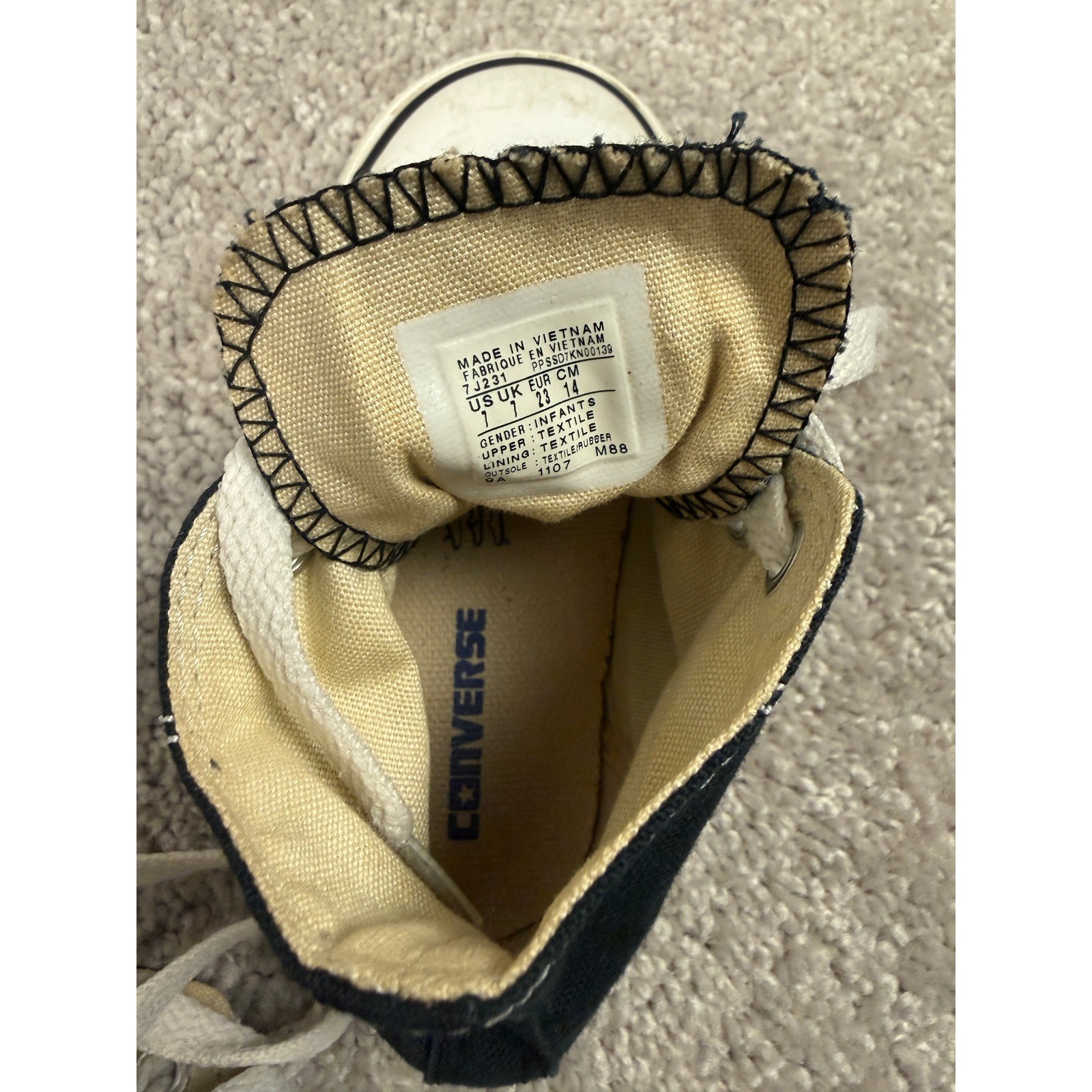 Converse Chuck Taylor All Star Infant High Top Sneakers Bundle Size 7 Black Grey thumbnail 5