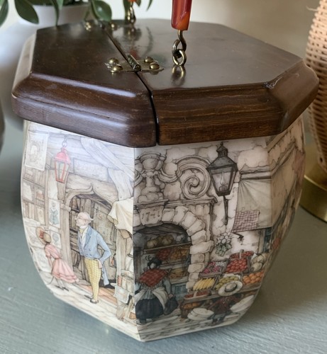 VINTAGE ANTON STÜCK DRUCK DECOUPAGE BOX GELDBÖRSE ACHTECKIG GEFORMT 3D - Bild 6 von 8
