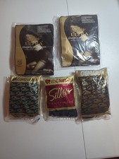 Lot Of 5 Vintage Silkies Pantyhose Navy, Black Beige New In Packages Size L