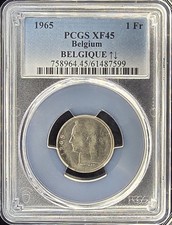 1965 Belgium 1 Franc Belgique French Text PCGS XF45 (99)