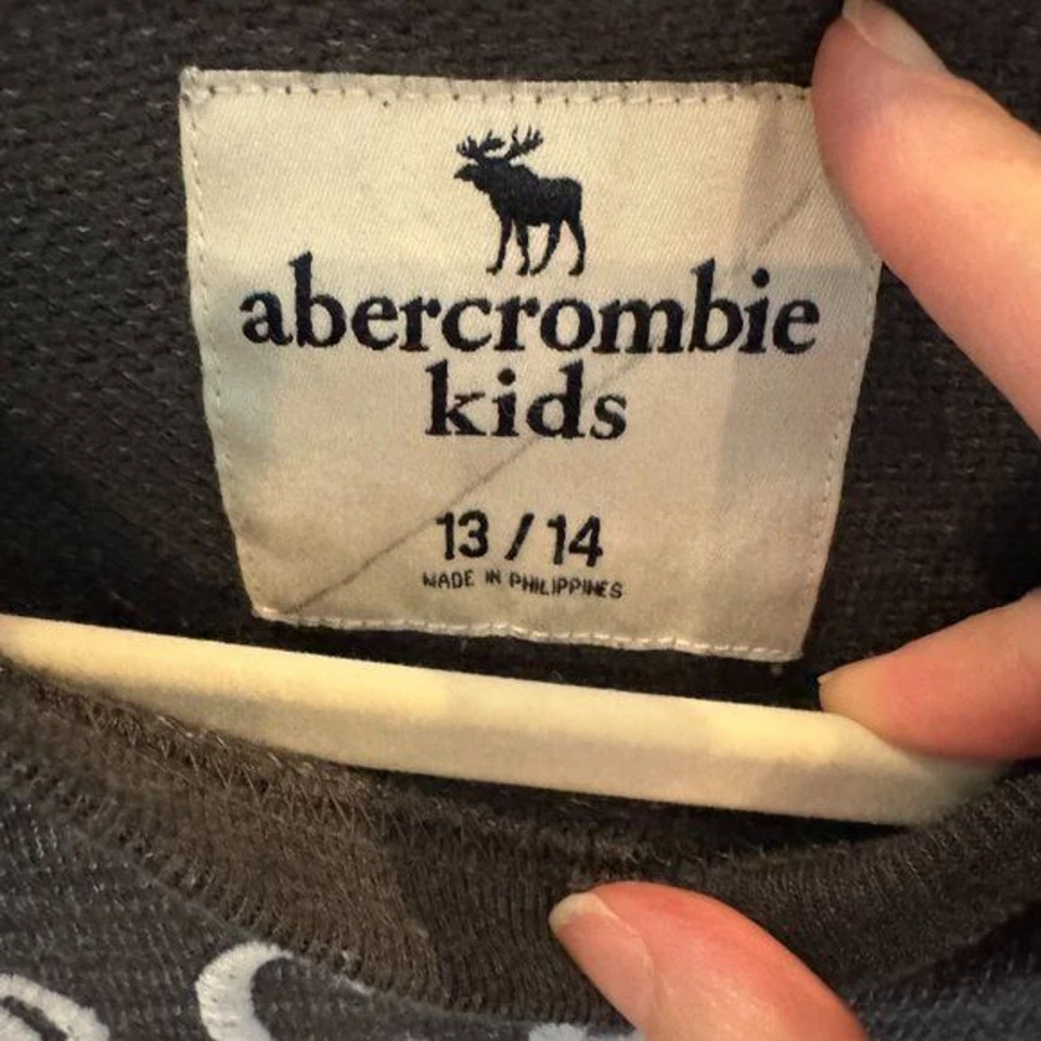 Sudadera Abercrombie Niños Logo Cuello Redondo Gris Carbón Bordado Talla 13/14 Foto 4 de 4