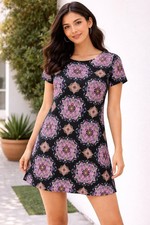 J. CREW Navy Purple Green & Orange Pattern Shift Dress | Size 8