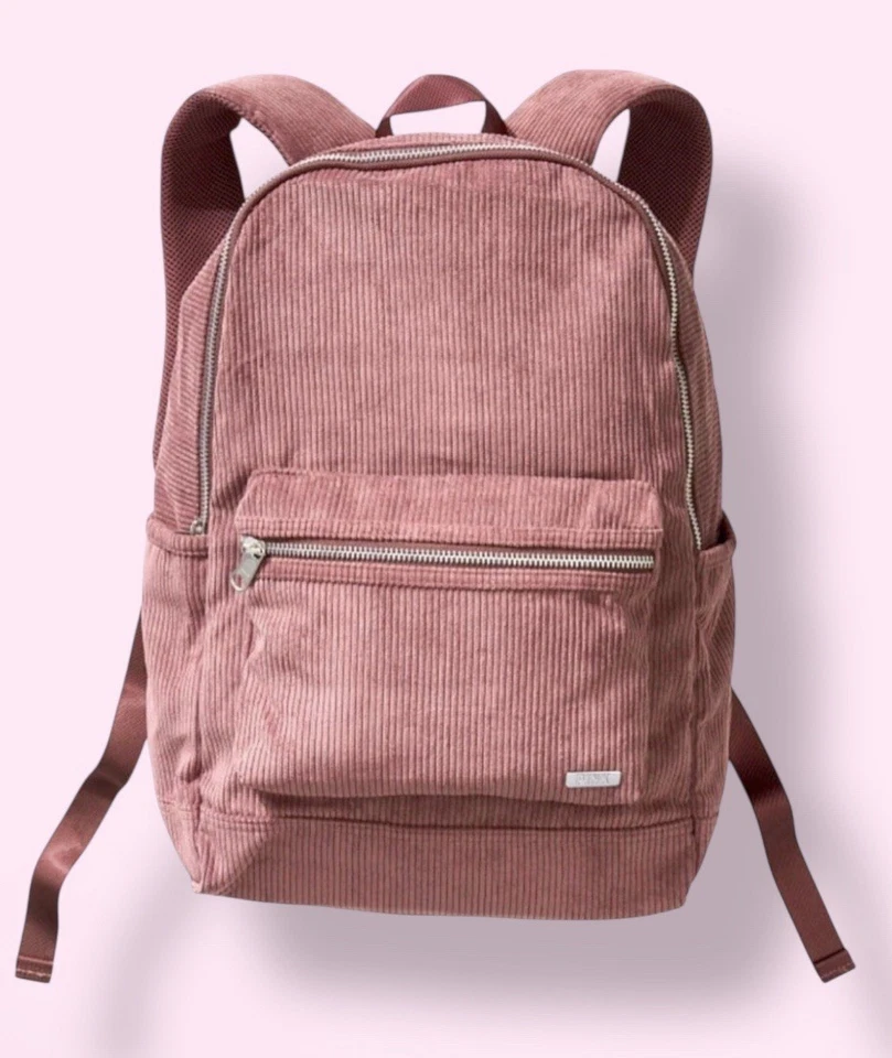 Mochila escolar Victoria’s Secret ROSA Campus pana terciopelo transparente Foto 3 de 4