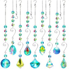9 Pieces Sun Catchers Indoor Window Suncatcher Crystals Prisms with Chain Pendan