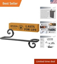Durable Wall-Mounted Black Towel Bar - Hand Forged Wrought Iron Design