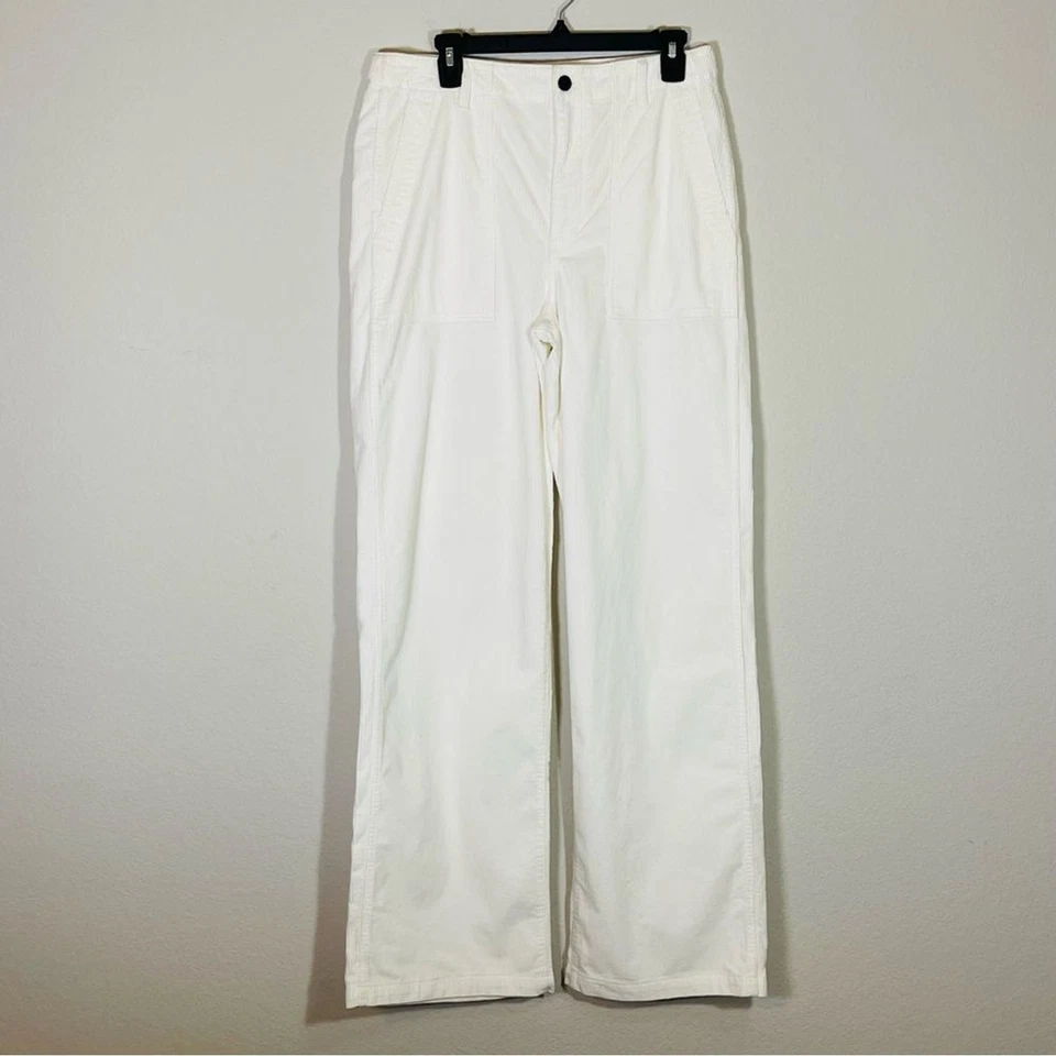Madewell NWT Corduroy Wide Leg Utility Pants Size 28T in White w/ Italian Fabric - Image 3 of 4