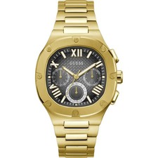 Image of GUESS Men's Gold Tone Watch GW0572G2 Headline Black Dial 42mm Multi-function