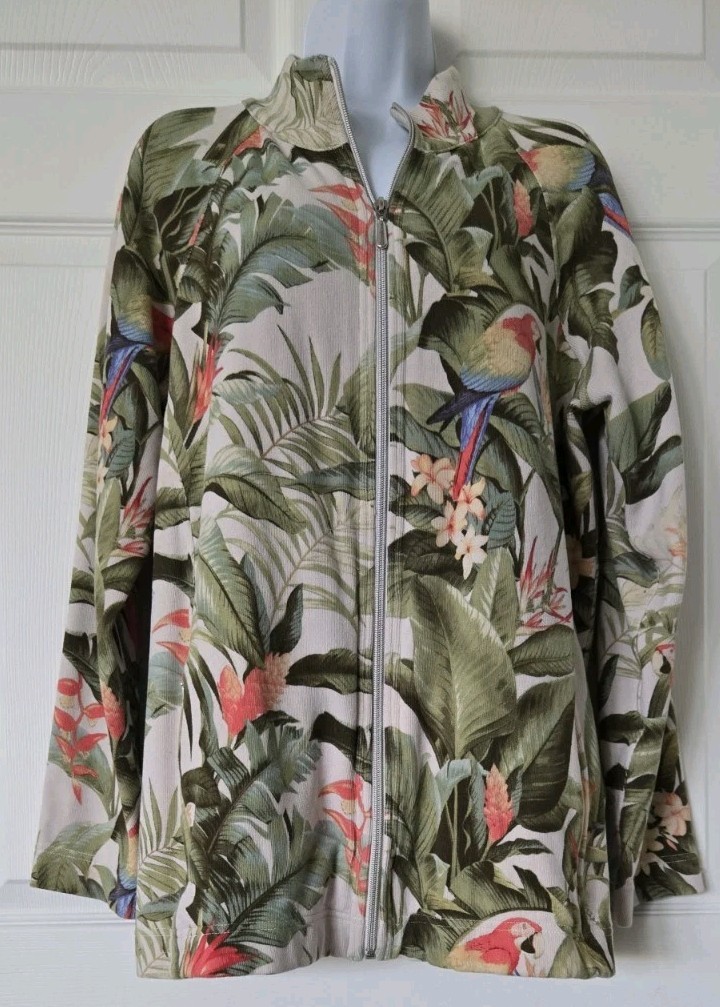 Tommy Bahama Sold Out! Aruba Fronds Forever W/ Parrots Zip Jacket Sz XL image 8