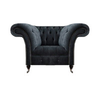 PolstermöBel Sessel Grau Textil Chesterfield Sitz LuxuriöSe Wohnzimmer