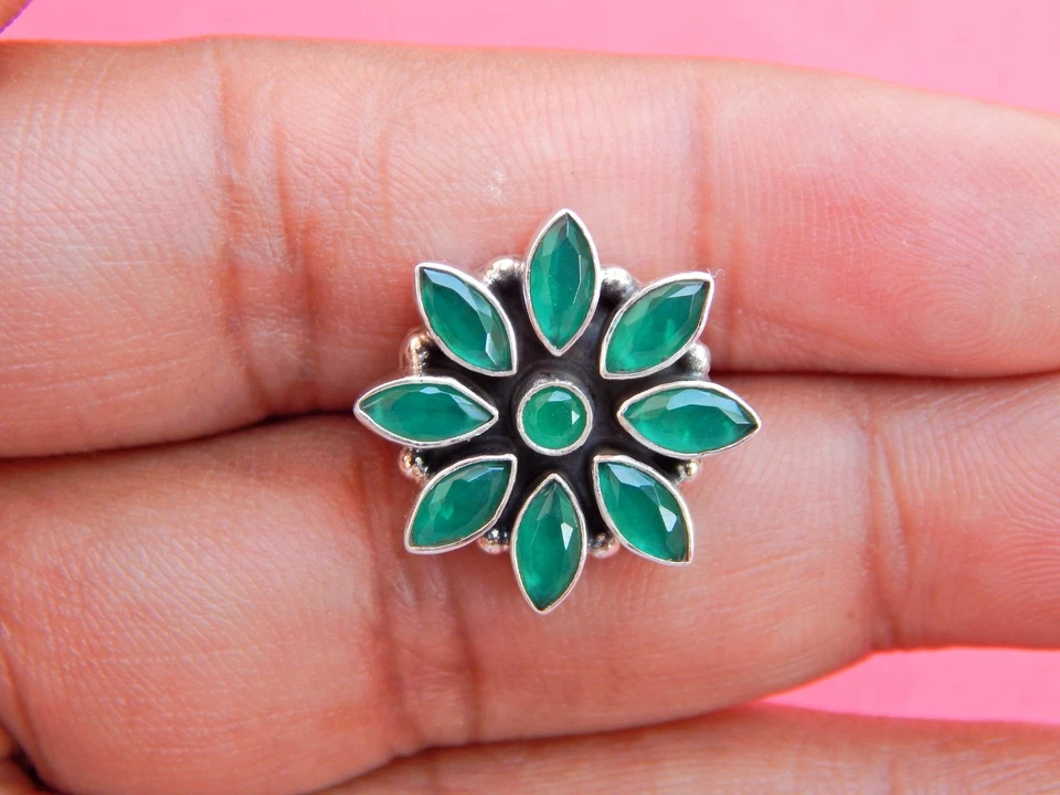 Pendiente Boho Aventurina Natural Plata de Ley 925 Boda Joyería Regalo Foto 2 de 4