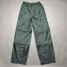 VTG Athletic Works Cargo Convertible Pants Baggy Parachute Y2K Mens Small Green