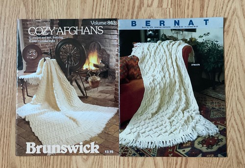 Bernat Book 579 American Heirlooms & Brunswick Cozy Afghans 843 Knit & Crochet