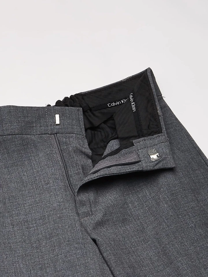 Pantalón bielástico delantero plano gris jaspeado talla 14 Calvin Klein para niños Foto 3 de 4