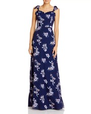 Aidan by Aidan Mattox Floral-Print Tie-Strap Dress Women's 6 Navy Multi Back Zip