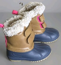 Gap 3M Thinsulate Snow Winter Boots Children Size 5T/6T Tan Blue Great Condition