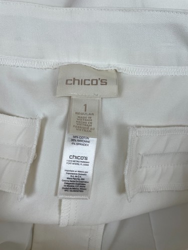 Chico's Größe 1 Medium bequeme Taille gerades Bein Hose weiß (Alabaster) gebraucht, in einwandfreiem Zustand - Bild 9 von 10